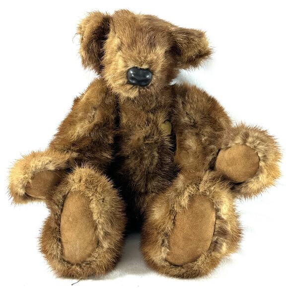 Elisaba” Real Mink Fur Artist Teddy Bear #57 by Debra – 13” Jointed Handmade - Picture 1 of 8